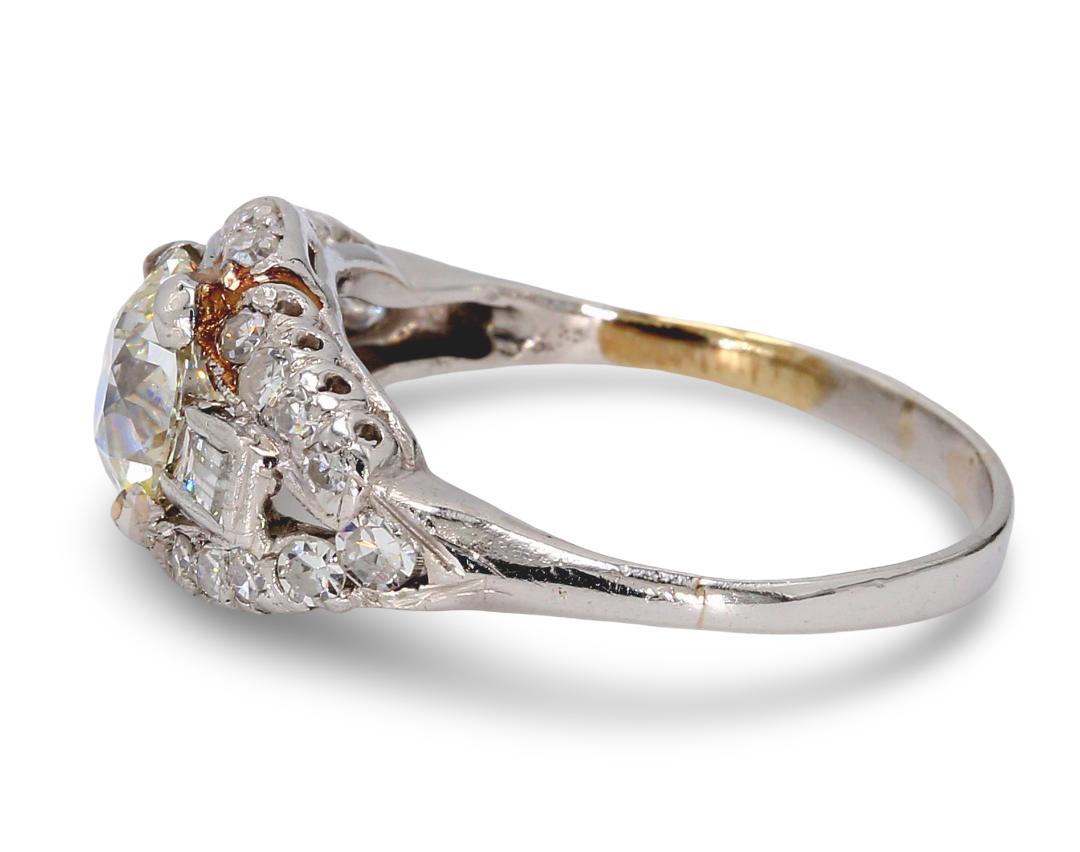 1.54 Carat Old European Cut Diamond 18 Karat White Gold Engagement Ring