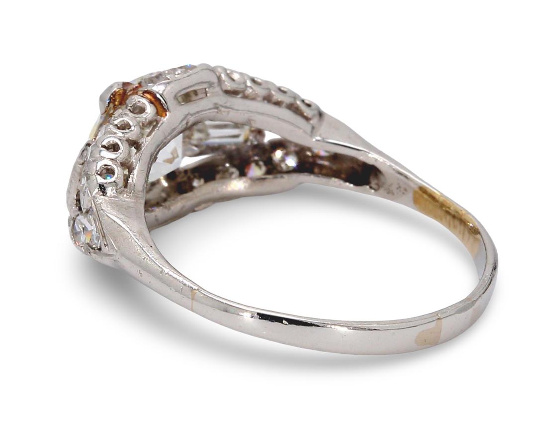 1.54 Carat Old European Cut Diamond 18 Karat White Gold Engagement Ring