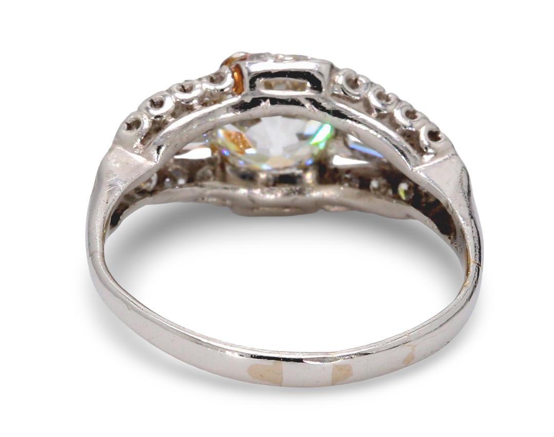 1.54 Carat Old European Cut Diamond 18 Karat White Gold Engagement Ring