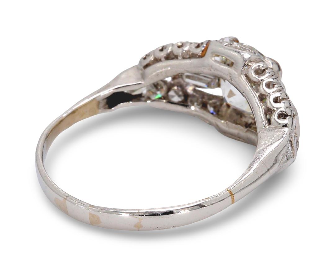 1.54 Carat Old European Cut Diamond 18 Karat White Gold Engagement Ring