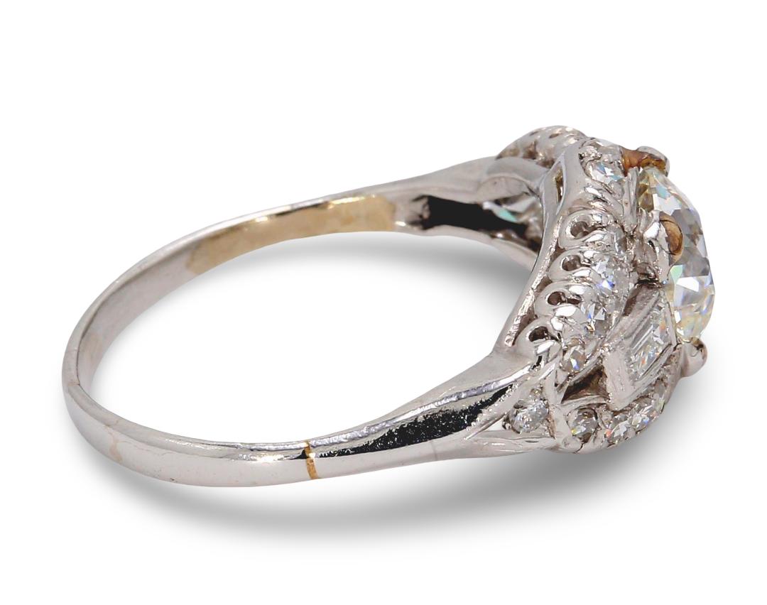 1.54 Carat Old European Cut Diamond 18 Karat White Gold Engagement Ring
