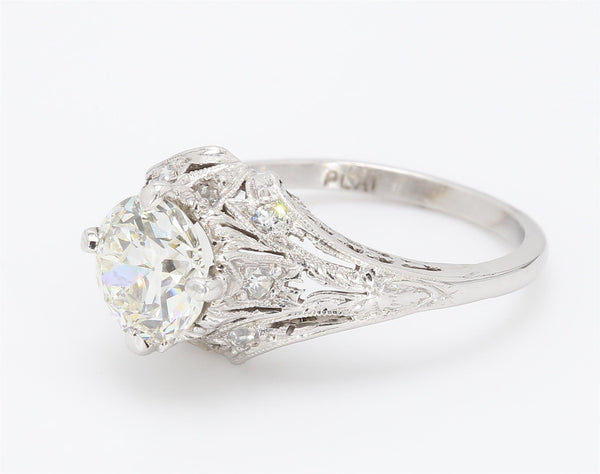 1.54 Carat Round Brilliant Shape J-VS1 Diamond Platinum Wedding Ring