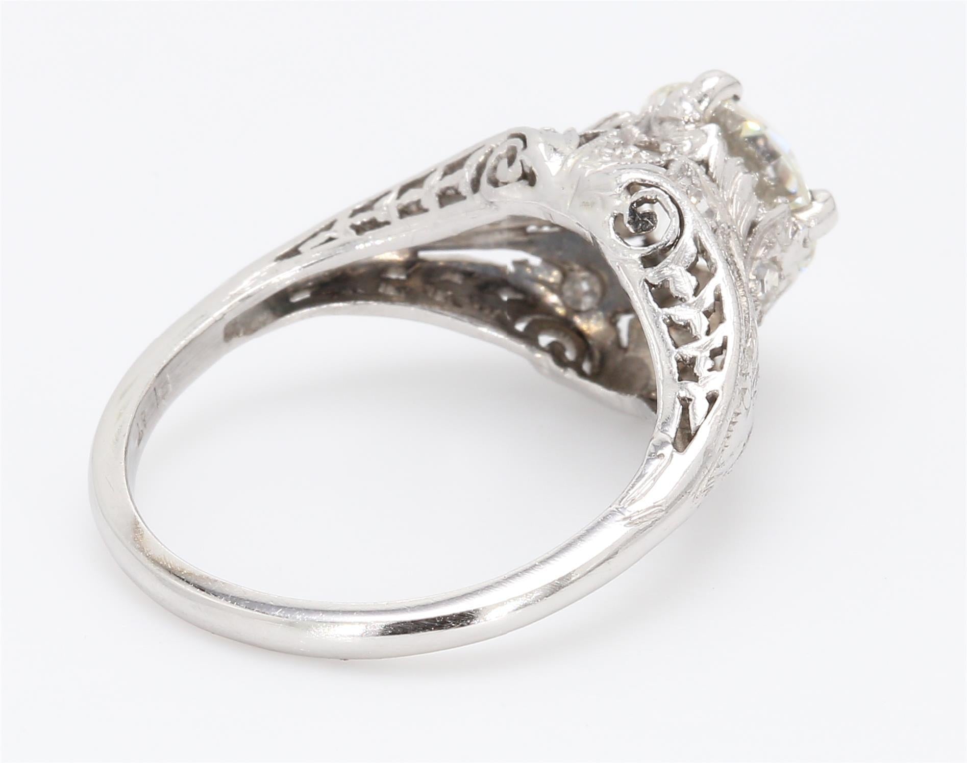 1.54 Carat Round Brilliant Shape J-VS1 Diamond Platinum Wedding Ring
