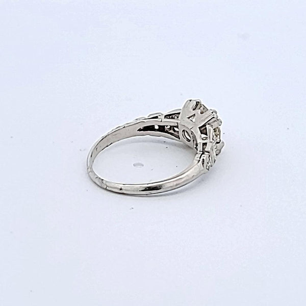 1.55 Carat Old European Cut M-VS2 Diamond Platinum Art Deco Ring