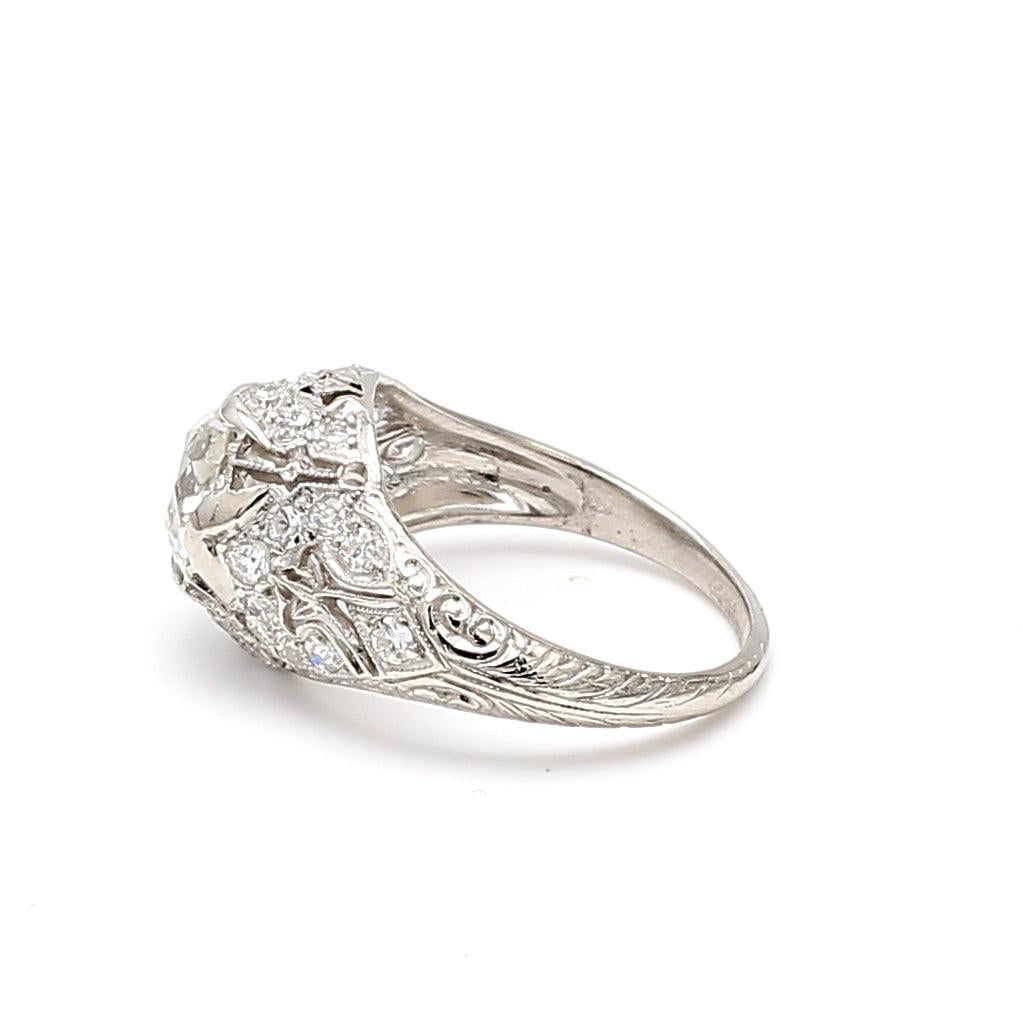 1.66 Carat Old Miner Cut I I1 and Old European Cut L SI2 Diamond Platinum Art De