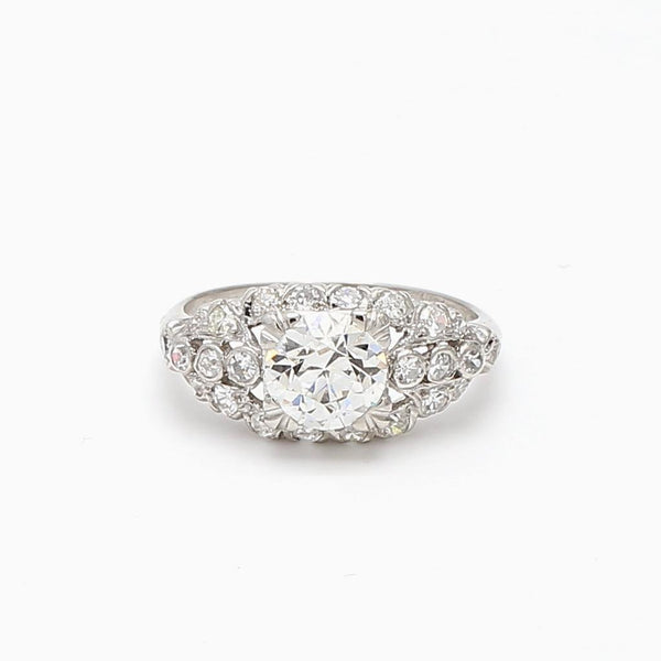 1.67 Carat Circular Brilliant Cut and Round Diamond Platinum Engagement Ring