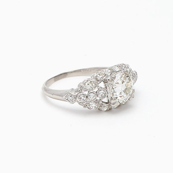 1.67 Carat Circular Brilliant Cut and Round Diamond Platinum Engagement Ring