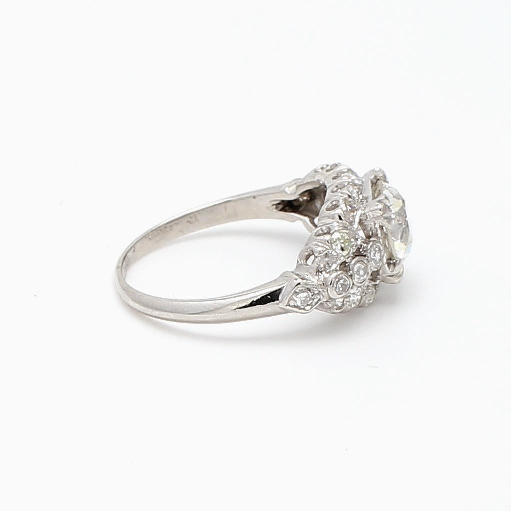 1.67 Carat Circular Brilliant Cut and Round Diamond Platinum Engagement Ring