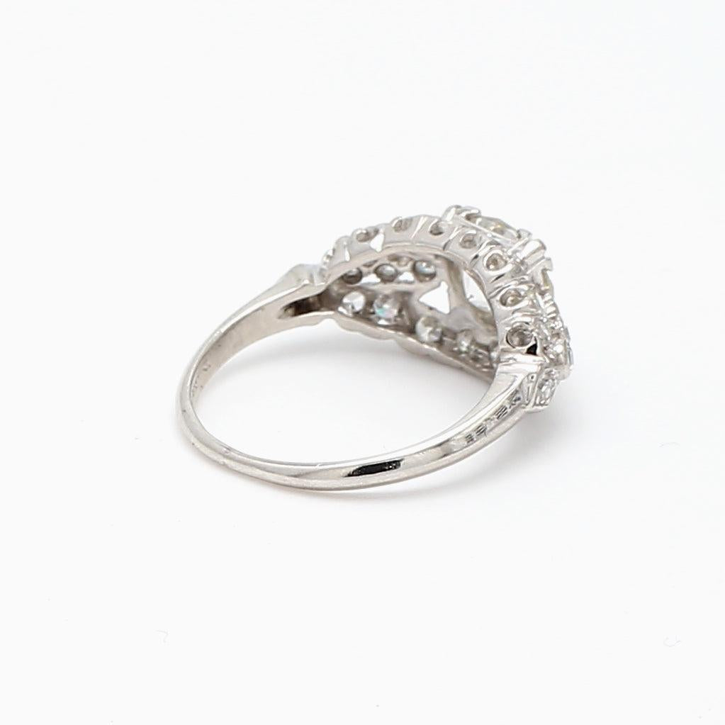 1.67 Carat Circular Brilliant Cut and Round Diamond Platinum Engagement Ring