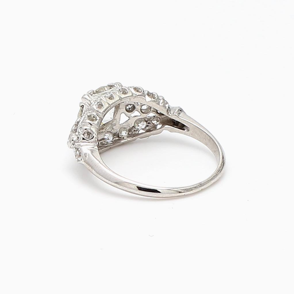 1.67 Carat Circular Brilliant Cut and Round Diamond Platinum Engagement Ring
