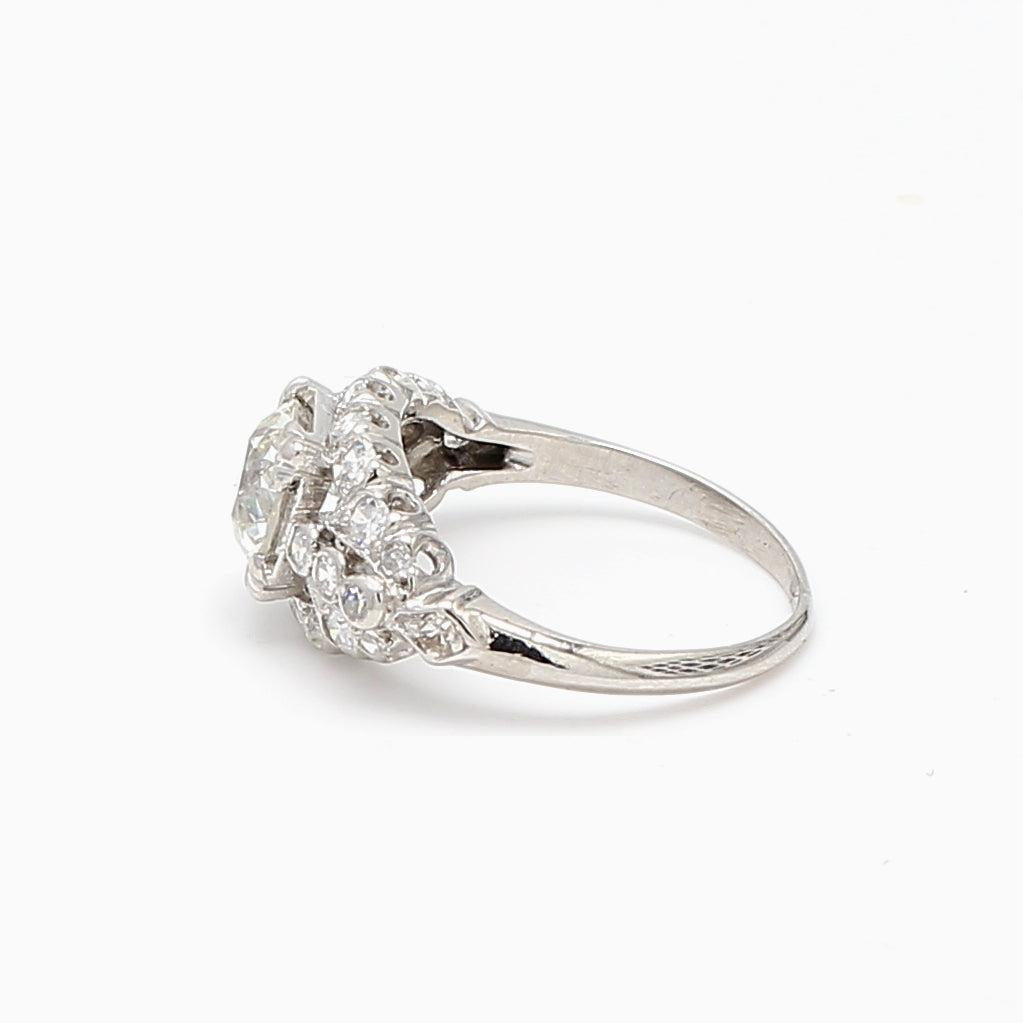 1.67 Carat Circular Brilliant Cut and Round Diamond Platinum Engagement Ring
