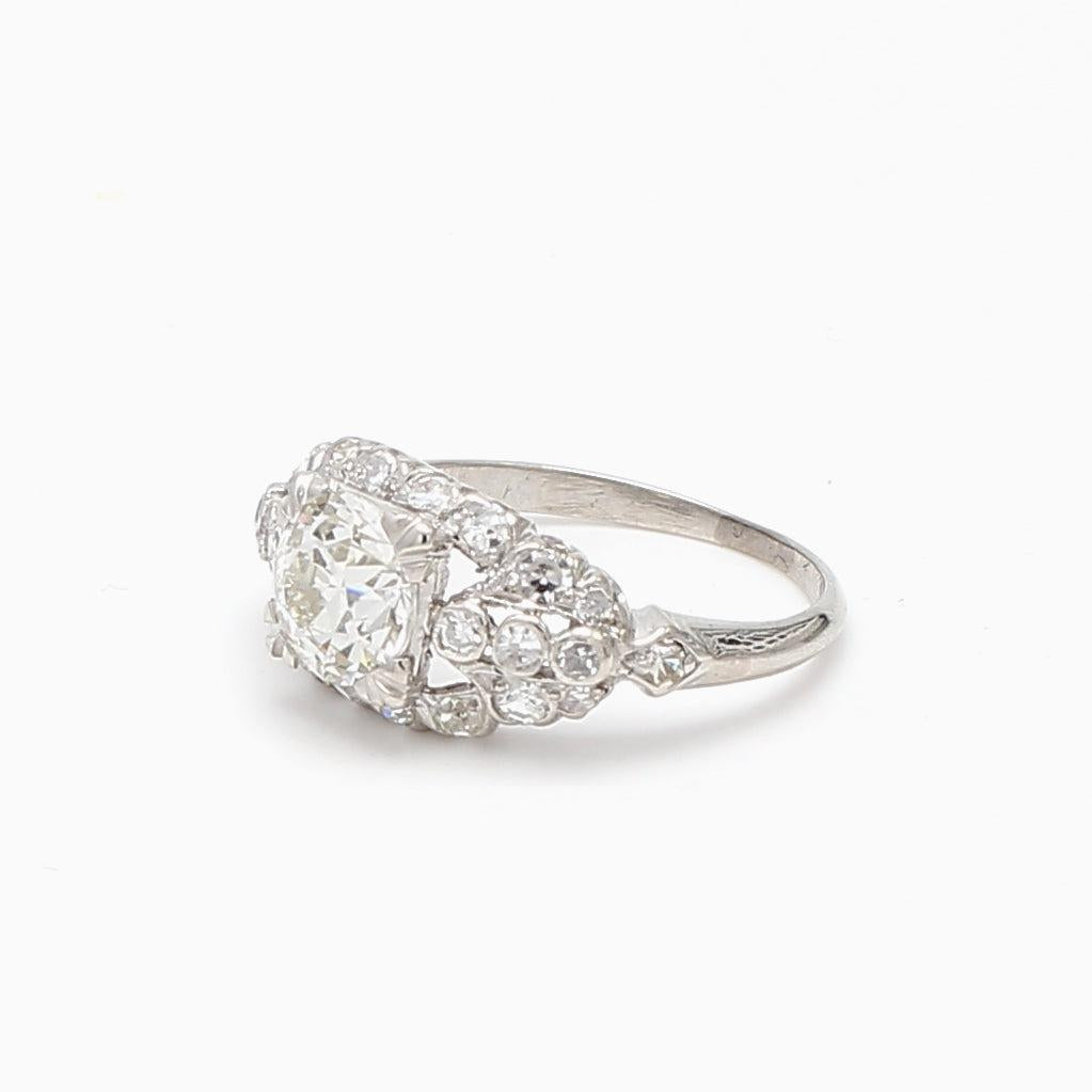 1.67 Carat Circular Brilliant Cut and Round Diamond Platinum Engagement Ring