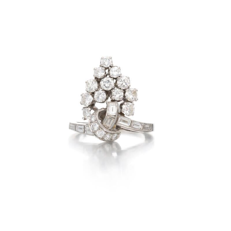 1.70 Carat Round Brilliant G Color VS1 Clarity Diamond Platinum Cocktail Ring