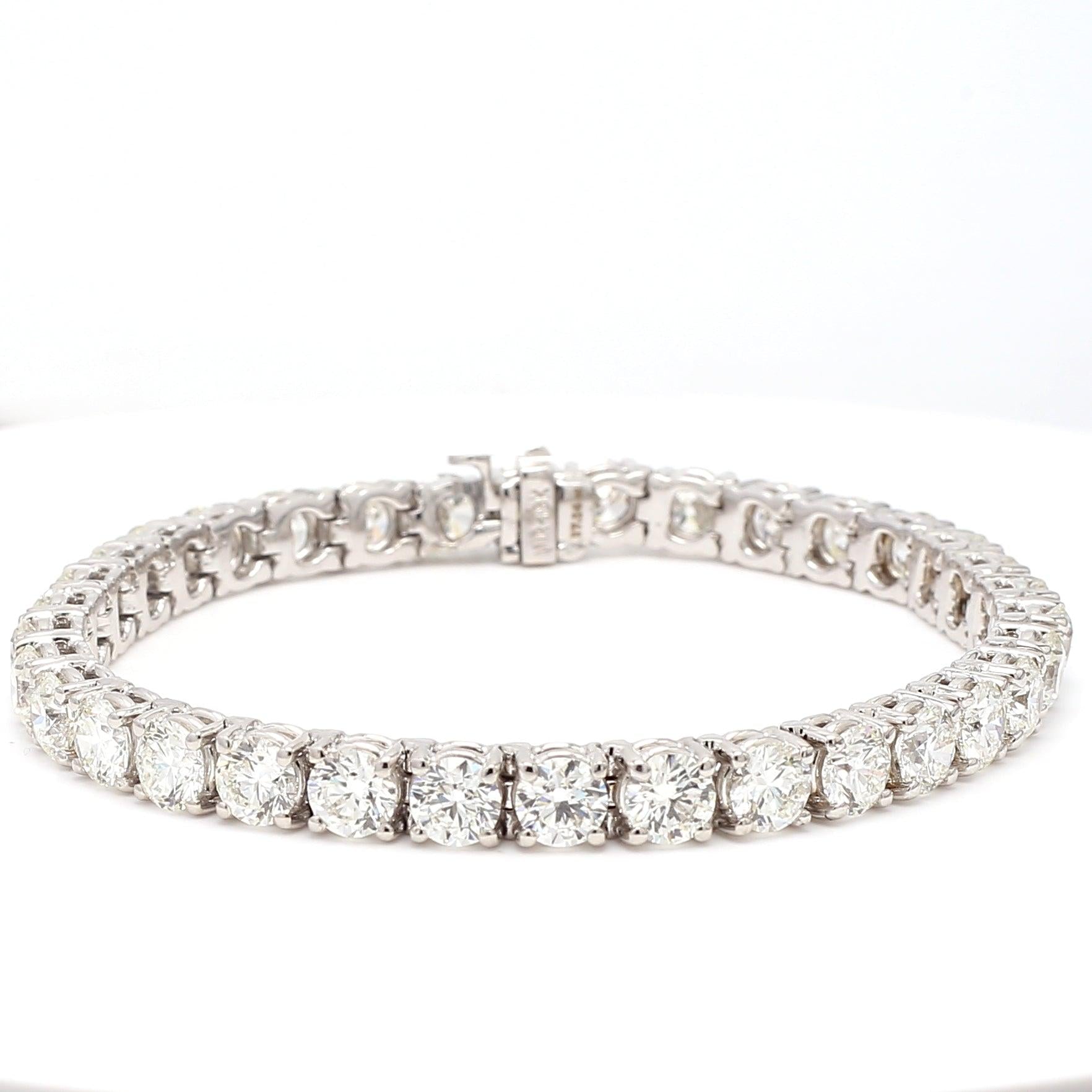17.14 Carat Round Brilliant Shape I-VVS1-VS1 Diamond Platinum Bracelet
