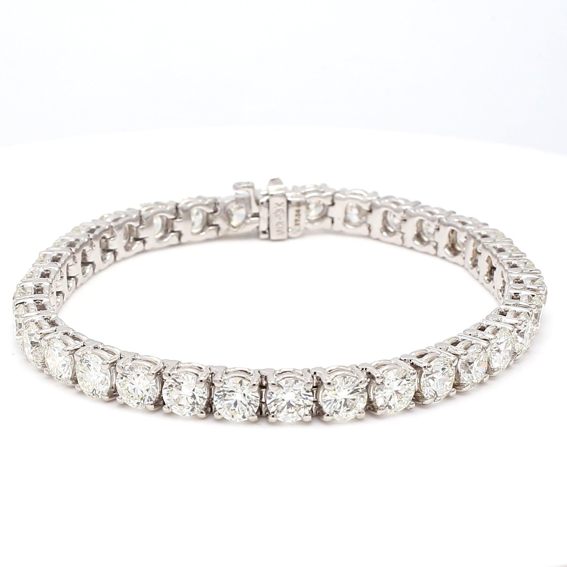 17.14 Carat Round Brilliant Shape I-VVS1-VS1 Diamond Platinum Bracelet