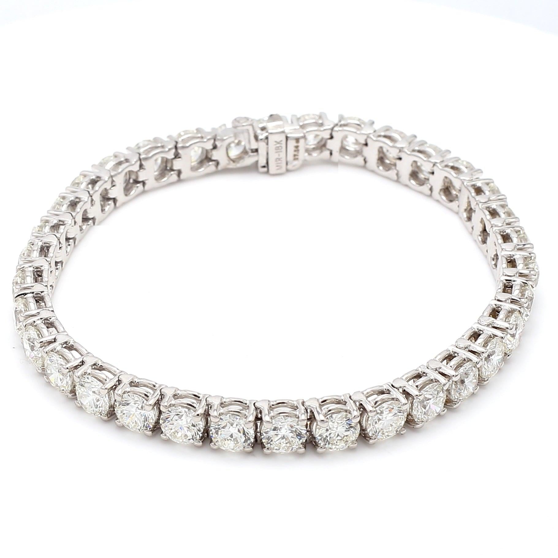 17.14 Carat Round Brilliant Shape I-VVS1-VS1 Diamond Platinum Bracelet