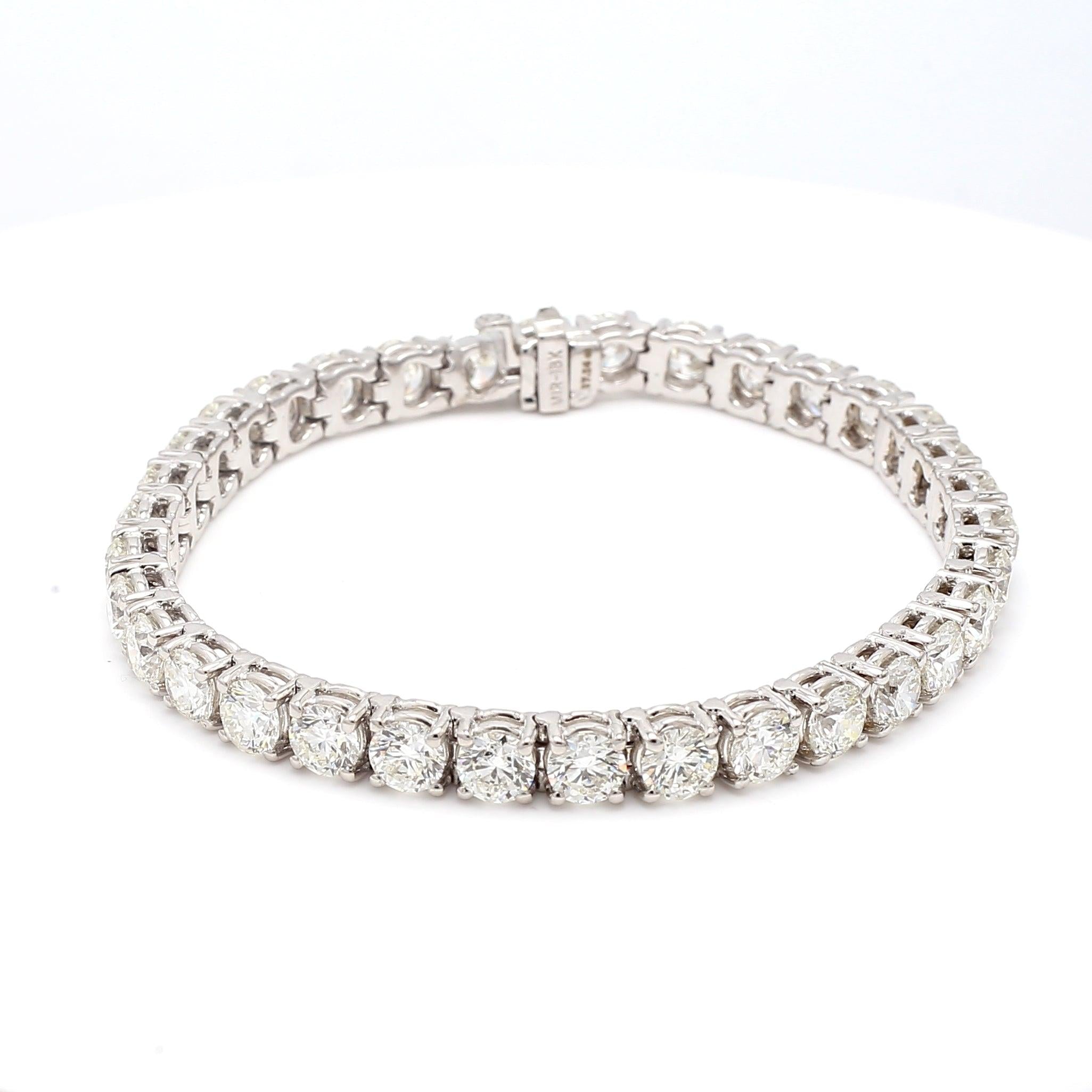 17.14 Carat Round Brilliant Shape I-VVS1-VS1 Diamond Platinum Bracelet