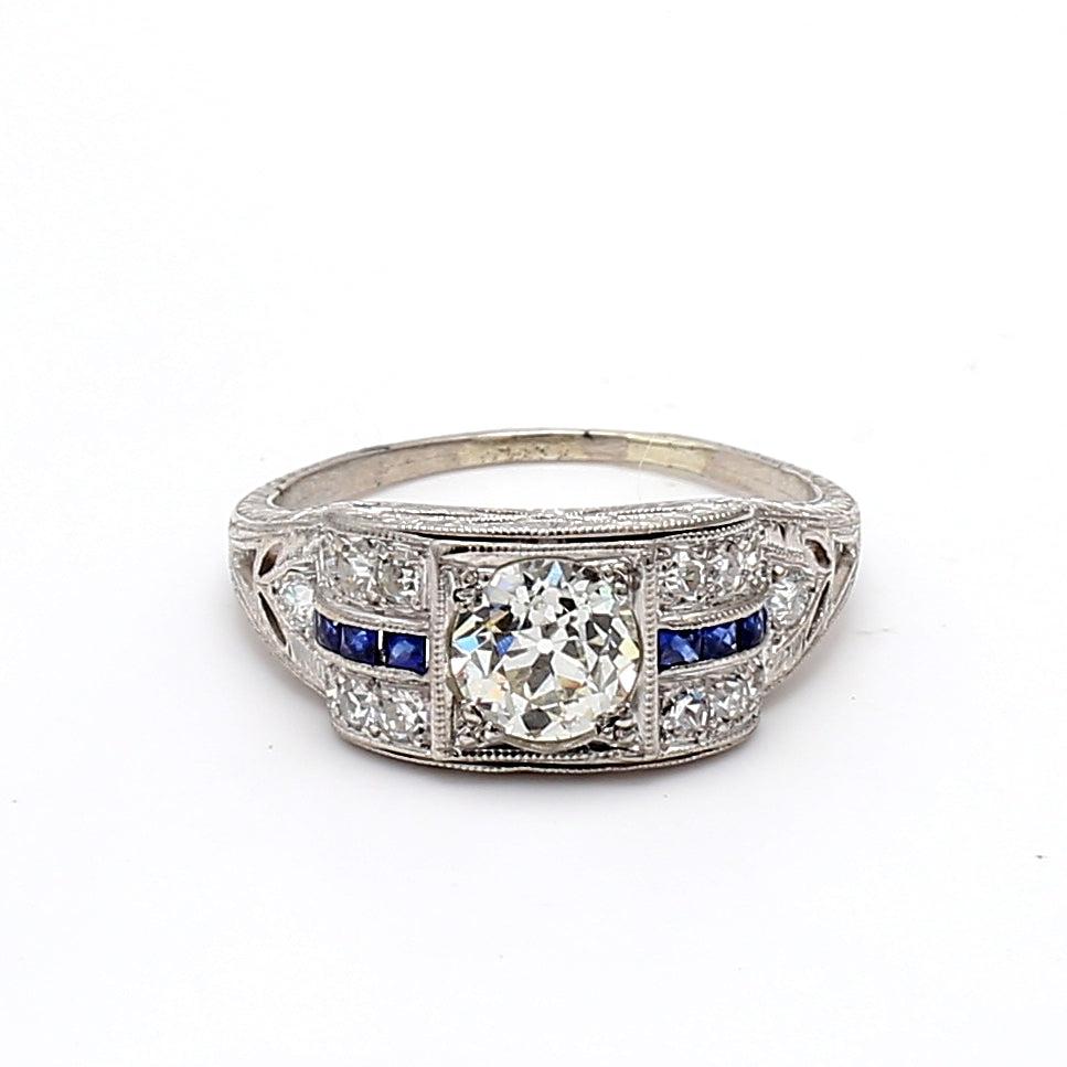 1.74 Carat Old European Cut K-VS1 Diamond Platinum Wedding Ring