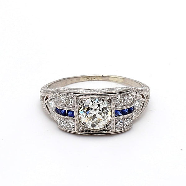 1.74 Carat Old European Cut K-VS1 Diamond Platinum Wedding Ring