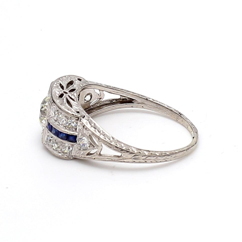 1.74 Carat Old European Cut K-VS1 Diamond Platinum Wedding Ring