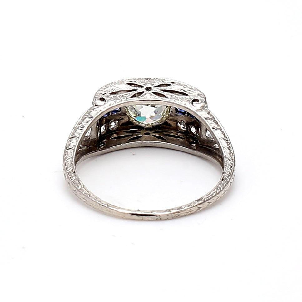 1.74 Carat Old European Cut K-VS1 Diamond Platinum Wedding Ring