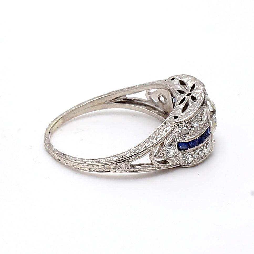 1.74 Carat Old European Cut K-VS1 Diamond Platinum Wedding Ring