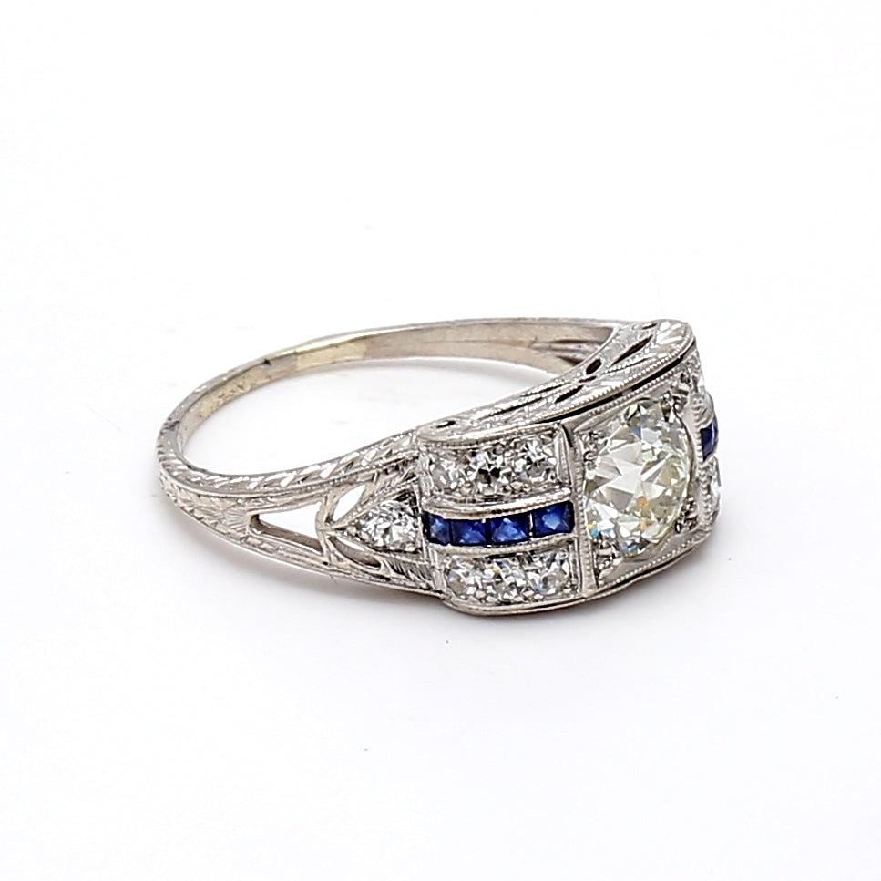 1.74 Carat Old European Cut K-VS1 Diamond Platinum Wedding Ring