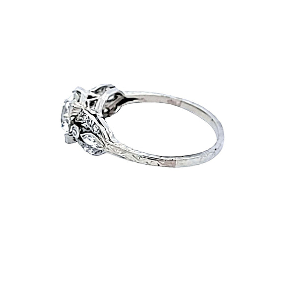 1.78 Carat Old European Cut and Marquis Shape Diamond Platinum Art Deco Ring