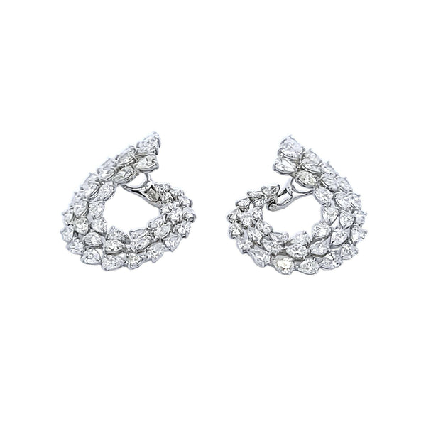 18.23 Carat Pear Shape I SI1 Diamond Platinum Cluster Earrings