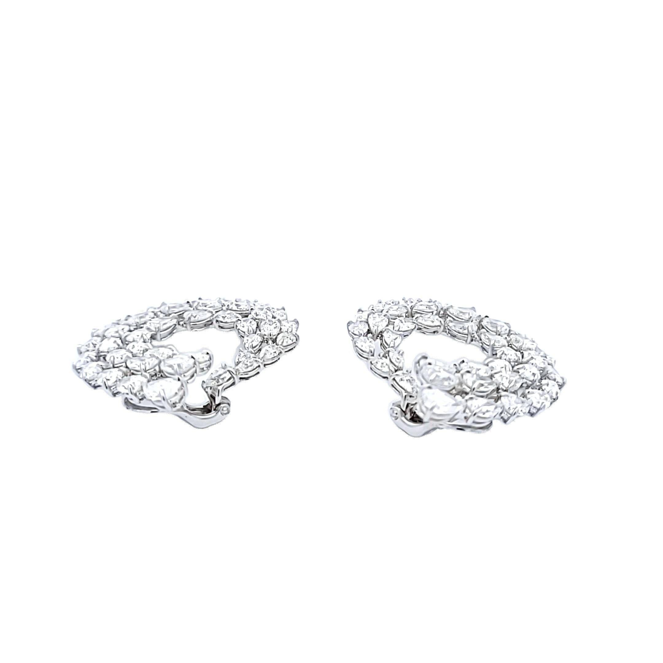 18.23 Carat Pear Shape I SI1 Diamond Platinum Cluster Earrings