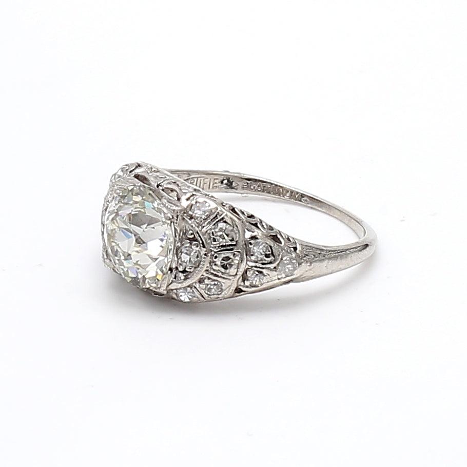 1.86 Carat Old European Cut J-SI2 Diamond Platinum Wedding Ring