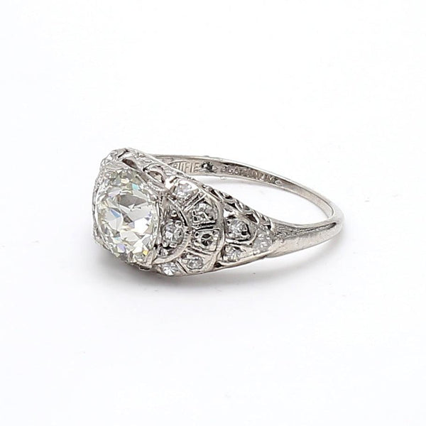 1.86 Carat Old European Cut J-SI2 Diamond Platinum Wedding Ring