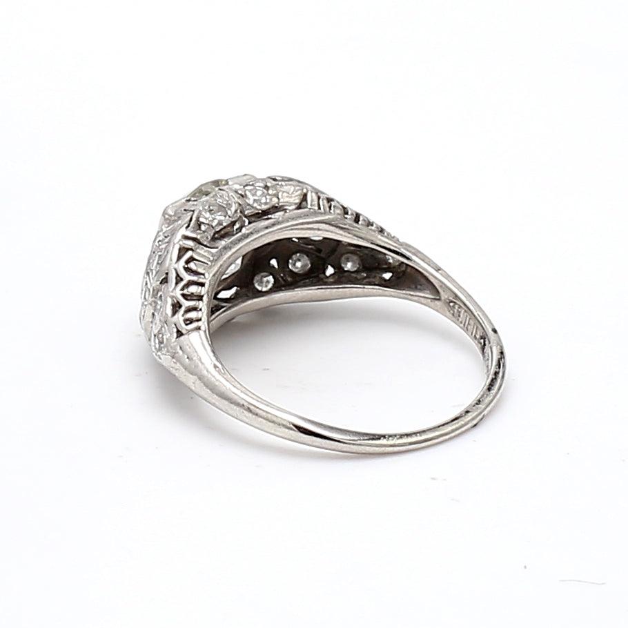 1.86 Carat Old European Cut J-SI2 Diamond Platinum Wedding Ring