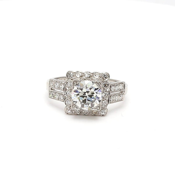 1.90 Carat Old European Cut J VVS1-VVS2 Diamond Platinum Engagement Ring