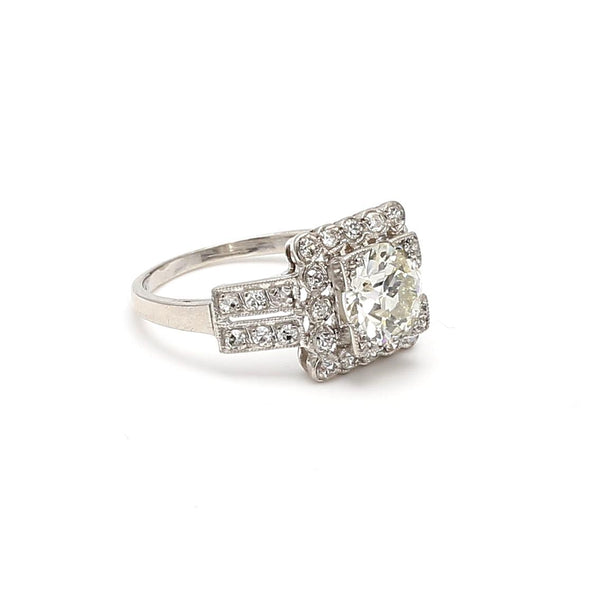 1.90 Carat Old European Cut J VVS1-VVS2 Diamond Platinum Engagement Ring