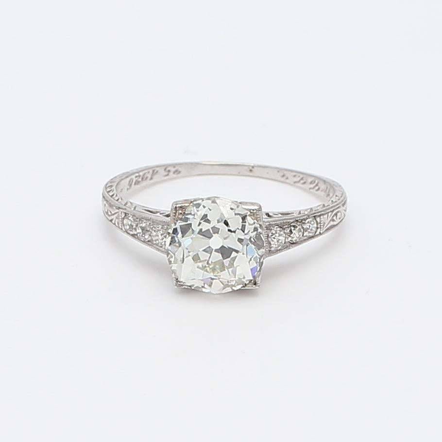 1.90 Carat Old European Cut K SI1 and Diamond Platinum Engagement Ring