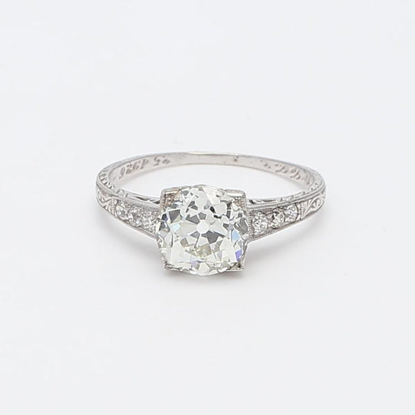 1.90 Carat Old European Cut K SI1 and Diamond Platinum Engagement Ring