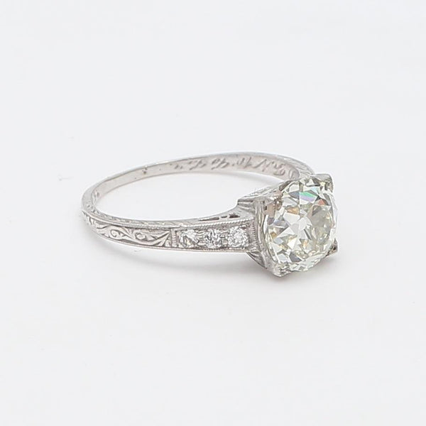 1.90 Carat Old European Cut K SI1 and Diamond Platinum Engagement Ring