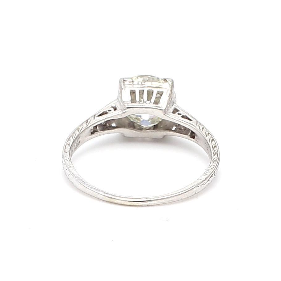 1.90 Carat Old European Cut K SI1 and Diamond Platinum Engagement Ring