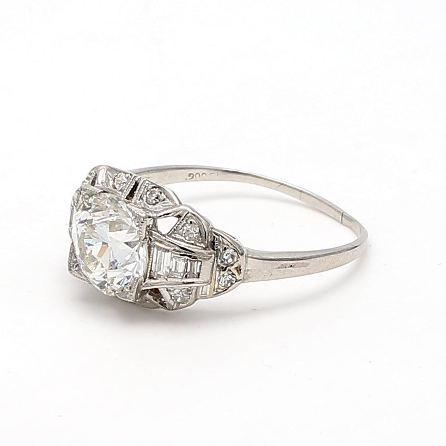 1.94 Carat Circular Brilliant Cut H VS1 Diamond Platinum Engagement Ring