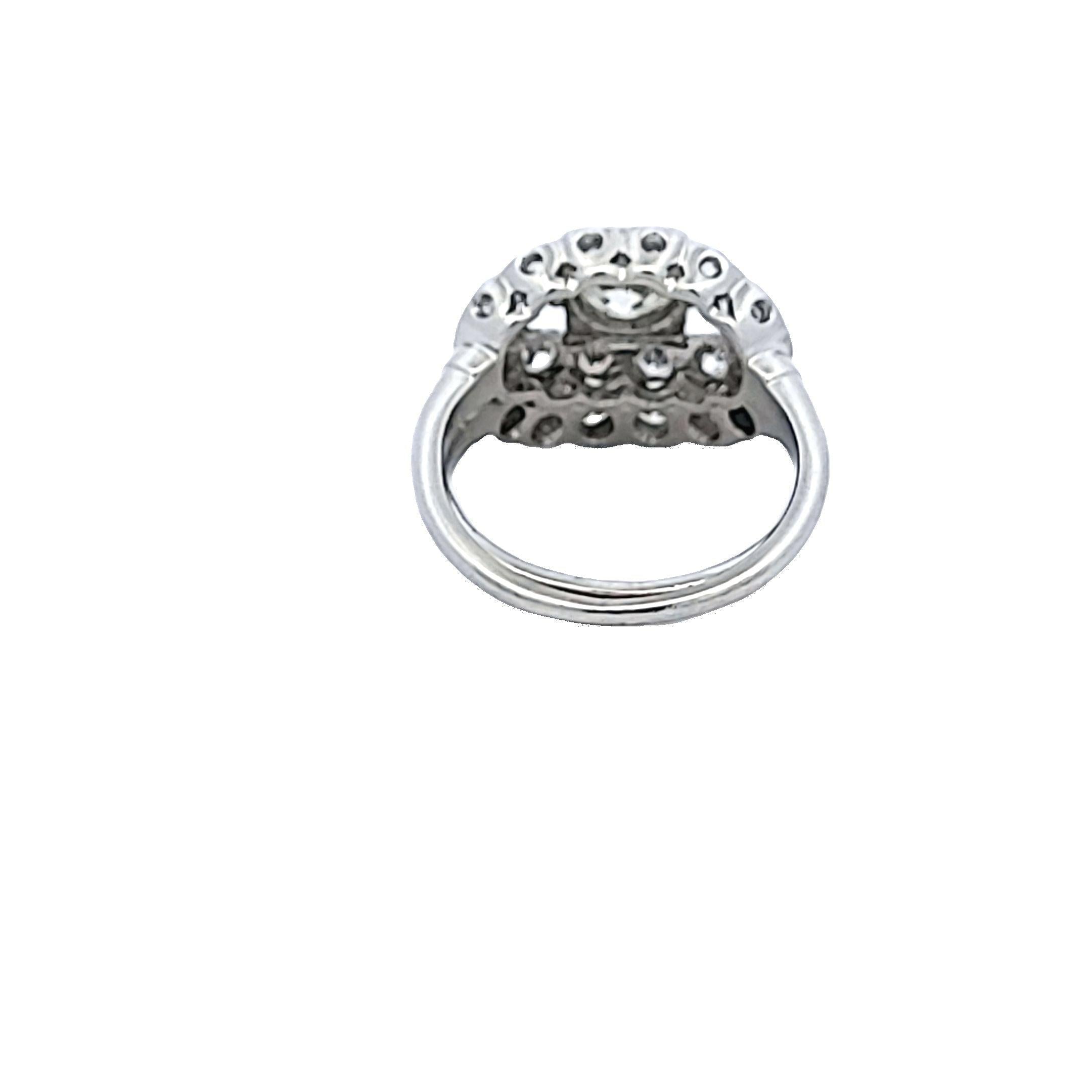 1.95 Carat Old European and Circular Brilliant Diamond Platinum Art Deco Ring