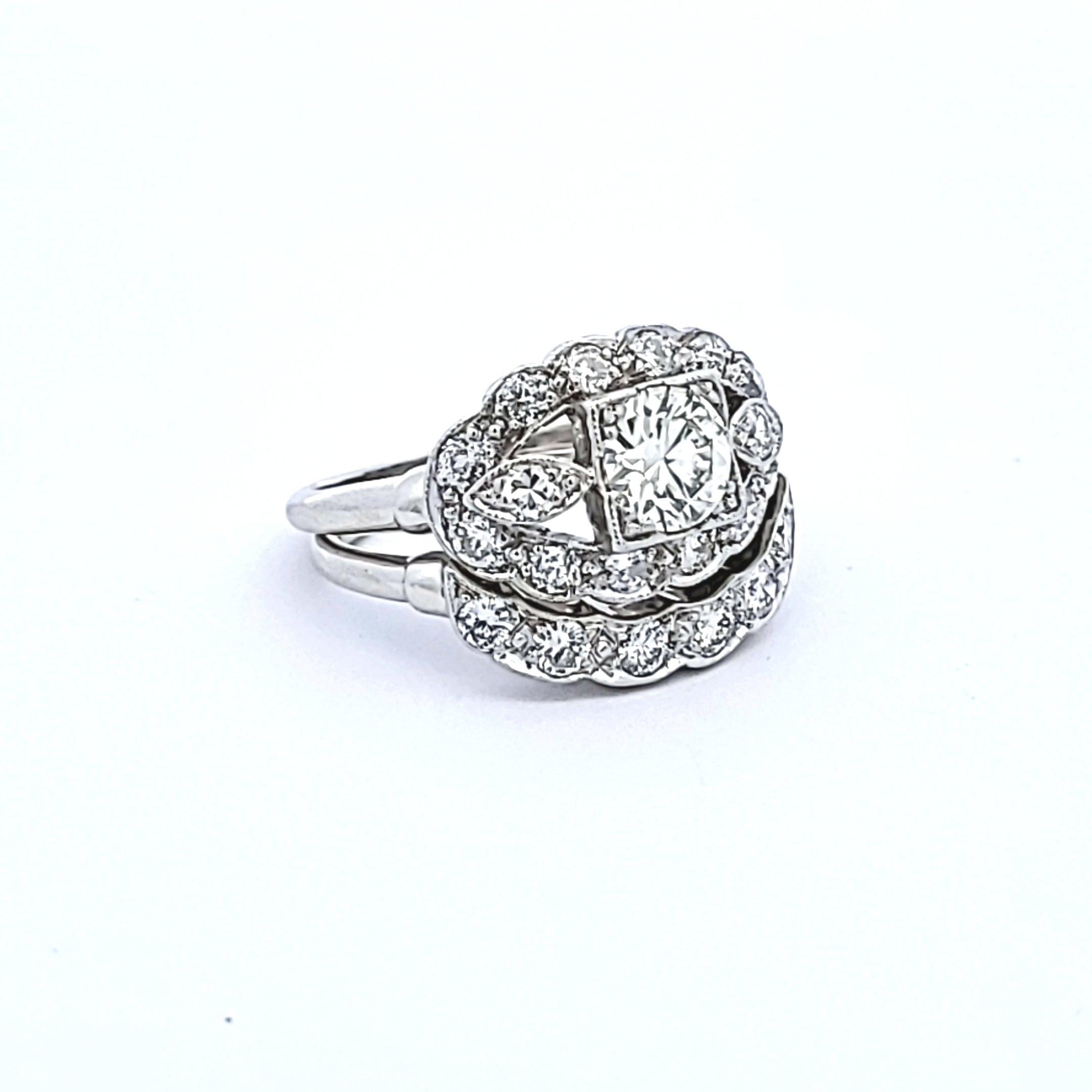 1.95 Carat Old European and Circular Brilliant Diamond Platinum Art Deco Ring
