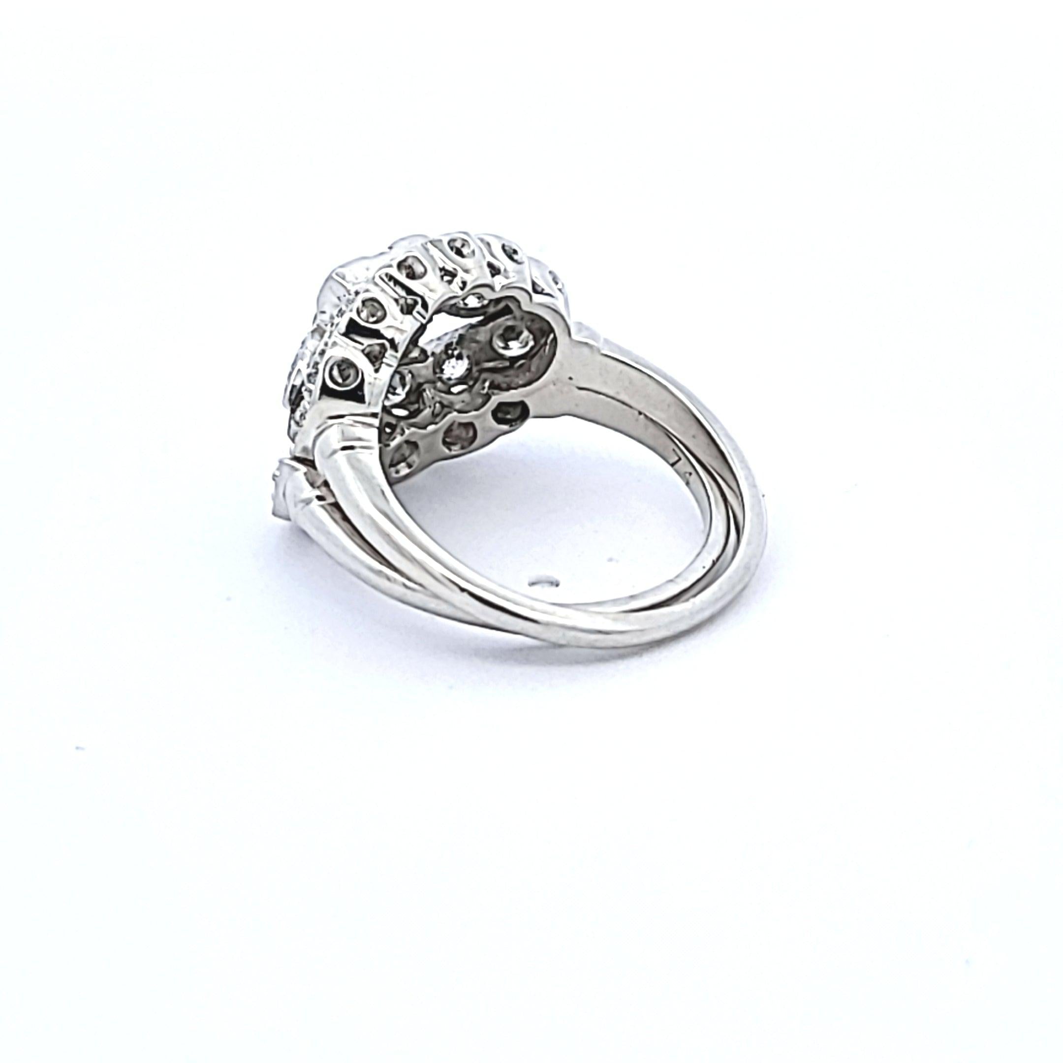 1.95 Carat Old European and Circular Brilliant Diamond Platinum Art Deco Ring