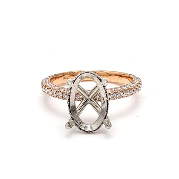 2.18 Carat Round Brilliant H SI1 Diamond 14 Karat Rose Gold Semi Mount Ring