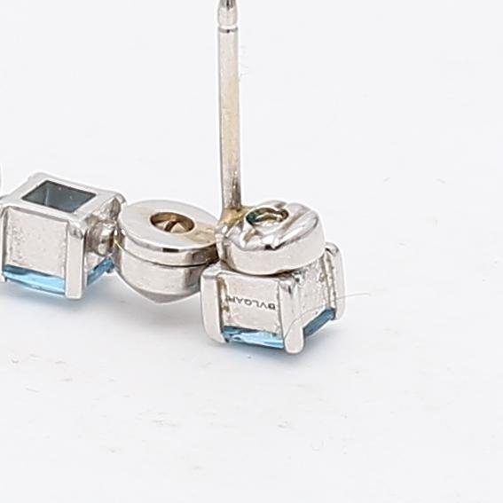 Bvlgari Platinum Dangling Earrings with 0.16 Carat Round G-VS2 Diamonds