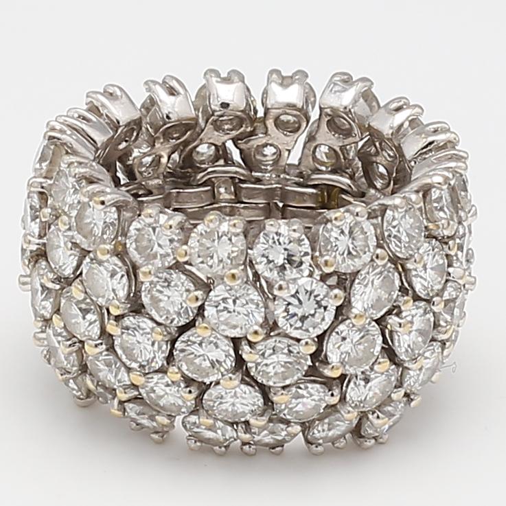 Vintage Platinum Eternity Band Ring with 9.75 Carat Round G VS1 Diamonds