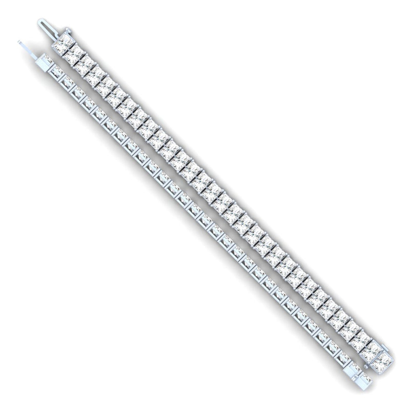 Lab-Grown 31.87 Carat Radiant F-VS2 Diamond 14K White Gold Tennis Bracelet