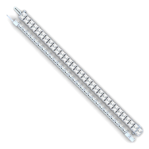 Lab-Grown 6.13 Carat Radiant F-VS2 Diamond 14K White Gold Tennis Bracelet