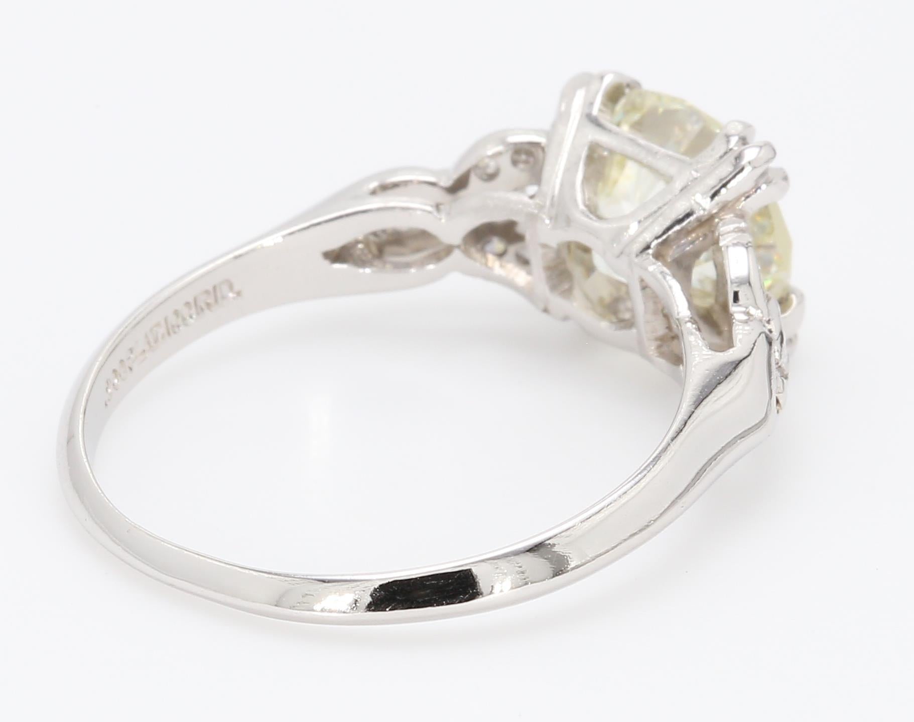 2.00 Carat Circular Brilliant Shape N-SI2 Diamond Platinum Engagement Ring