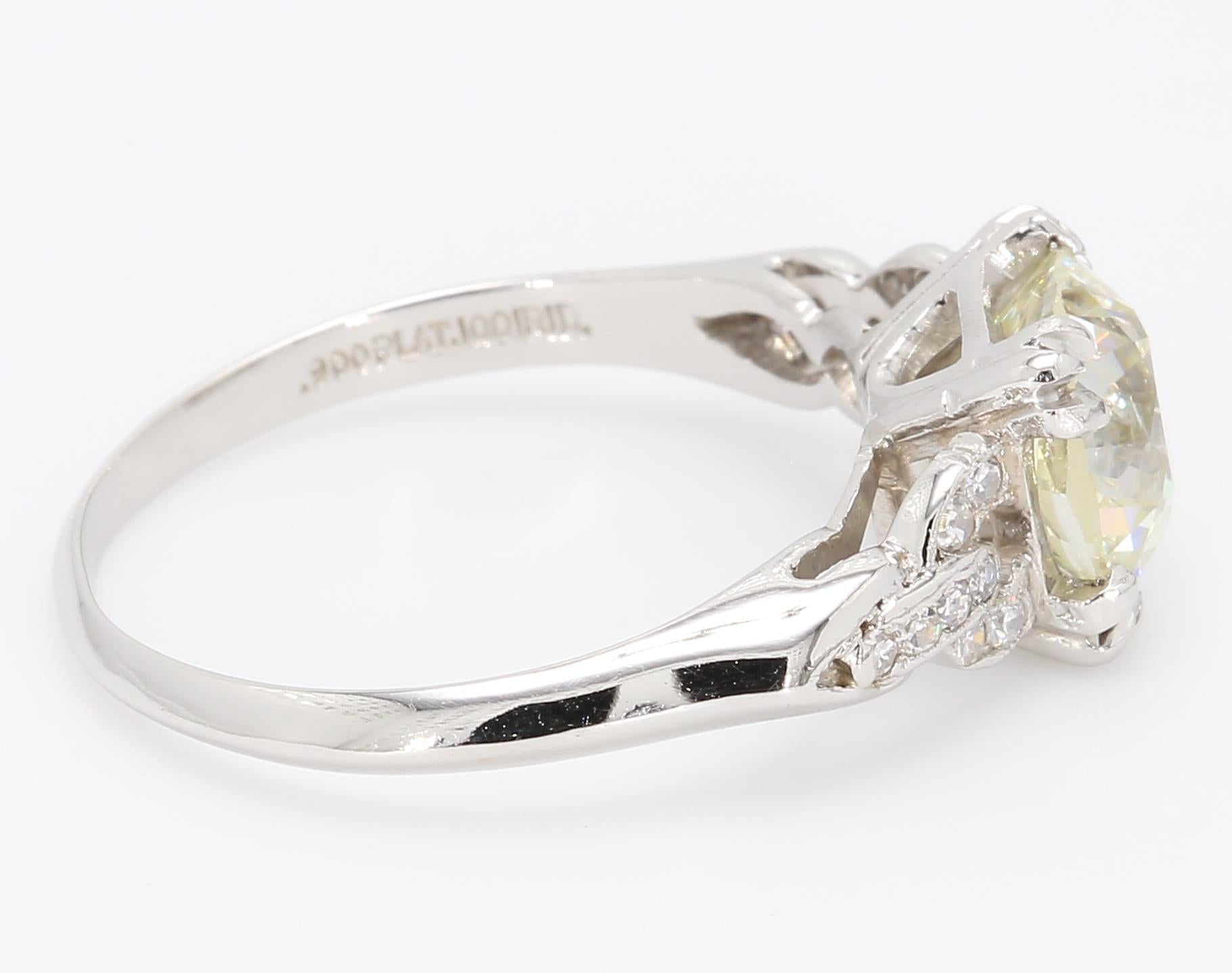 2.00 Carat Circular Brilliant Shape N-SI2 Diamond Platinum Engagement Ring